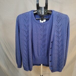 Vintage Blue Knit Twinset by Chris Ann Originals